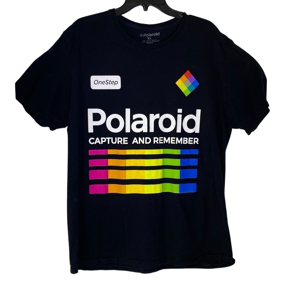Polaroid Instant Camera Men's size XL Black One step with Retro Design t-shirt